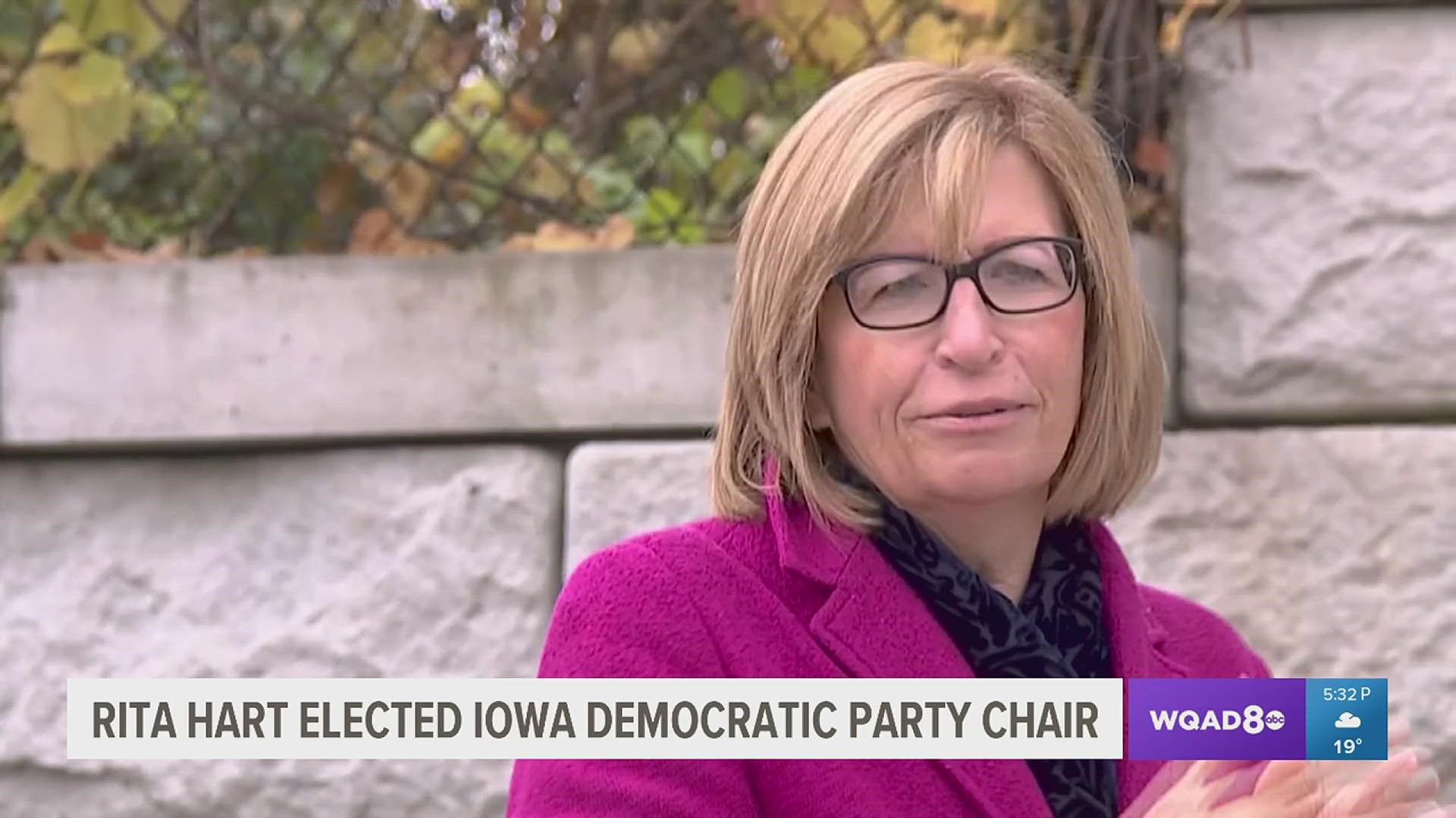 Rita Hart, the former state senator who lost a 2020 U.S. House race by just a handful of votes, was chosen Saturday over two other candidates.