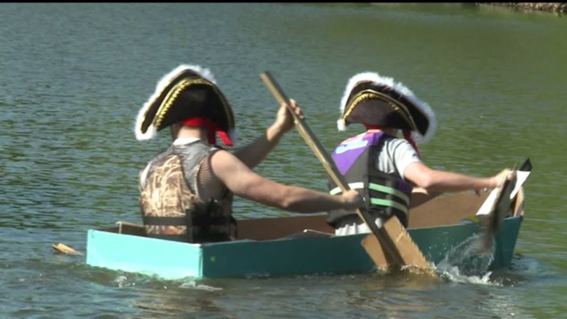 Students make watercrafts from cardboard