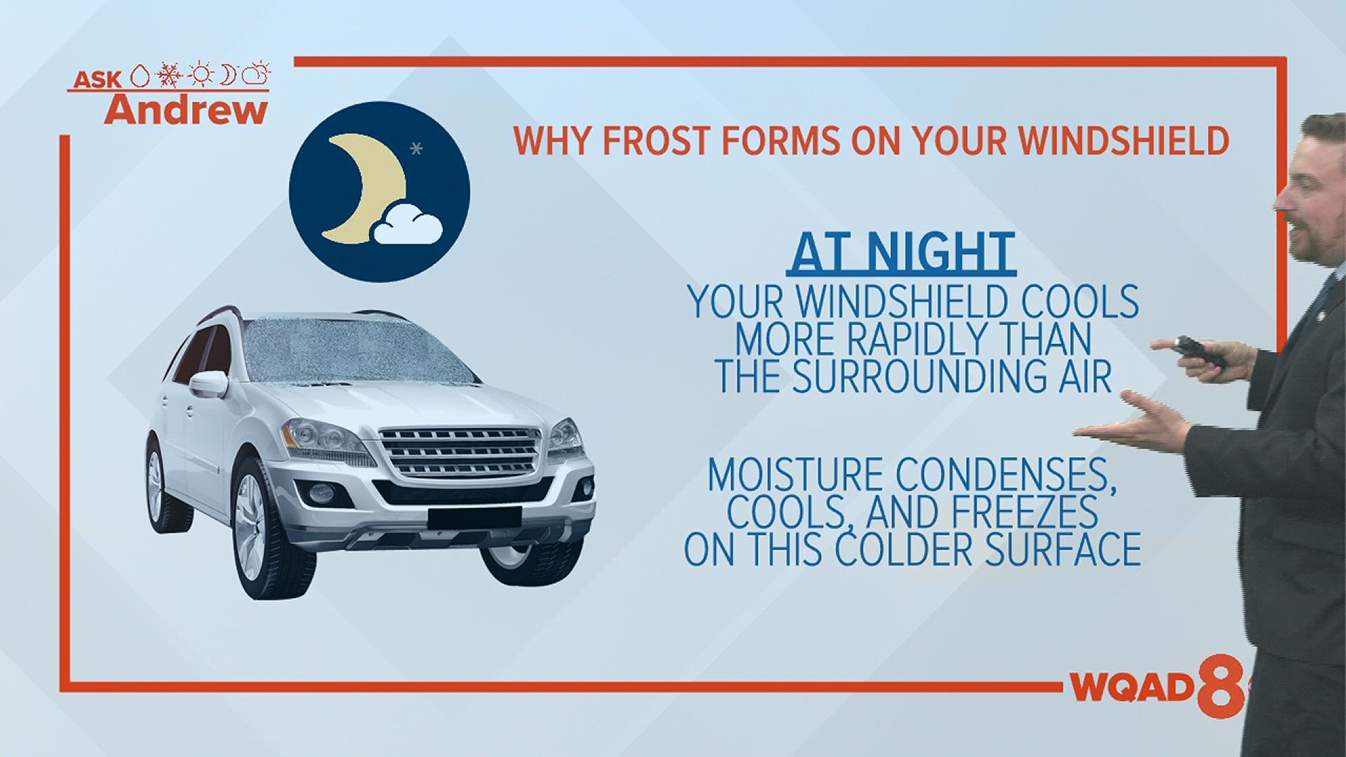 Why does frost form on a windshield? How can I prevent it?