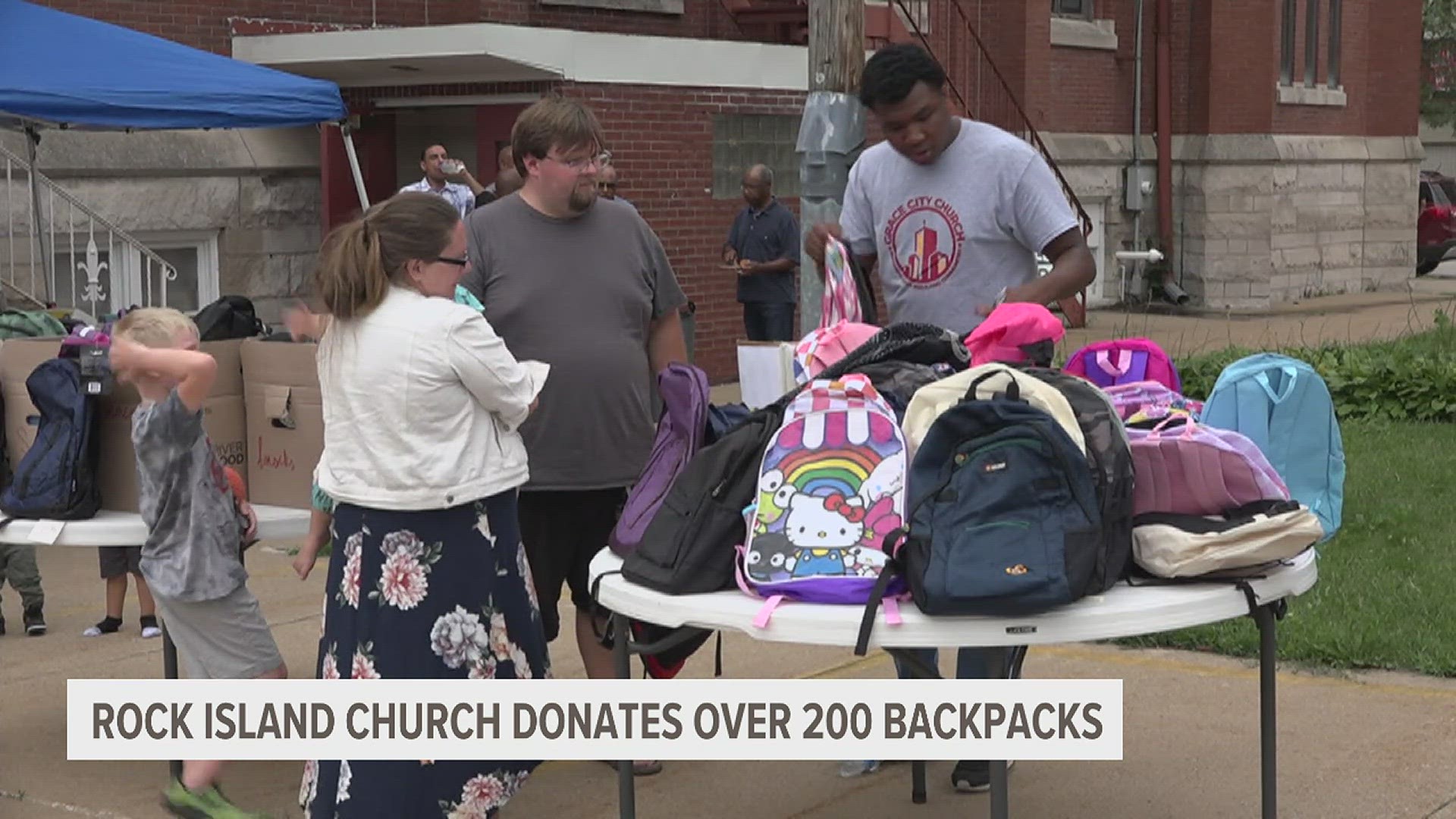In the 3rd annual Bless the Block event, members of the Grace City Church handed out school supplies for the community.