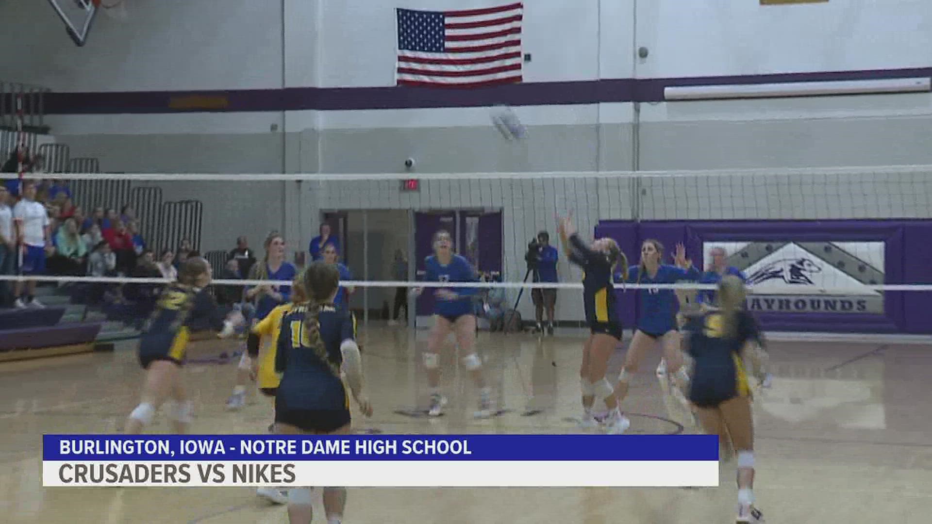 QC High School Volleyball Burlington Notre Damn falls, New London
