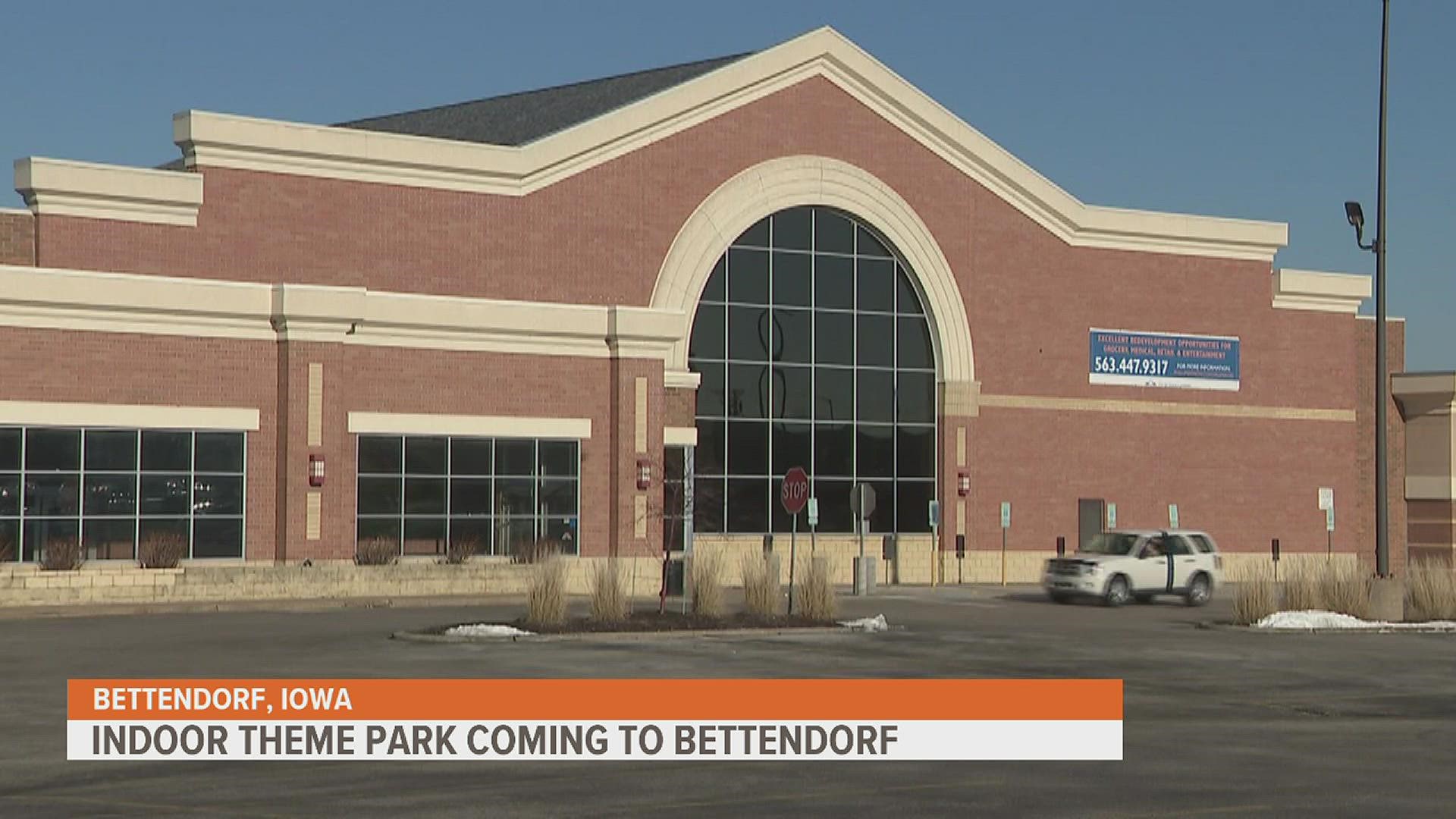 The old Schnucks store in Bettendorf is being turned into an indoor theme park. It'll include go karts, bowling, mini golf, laser tag, a large kids zone and more.