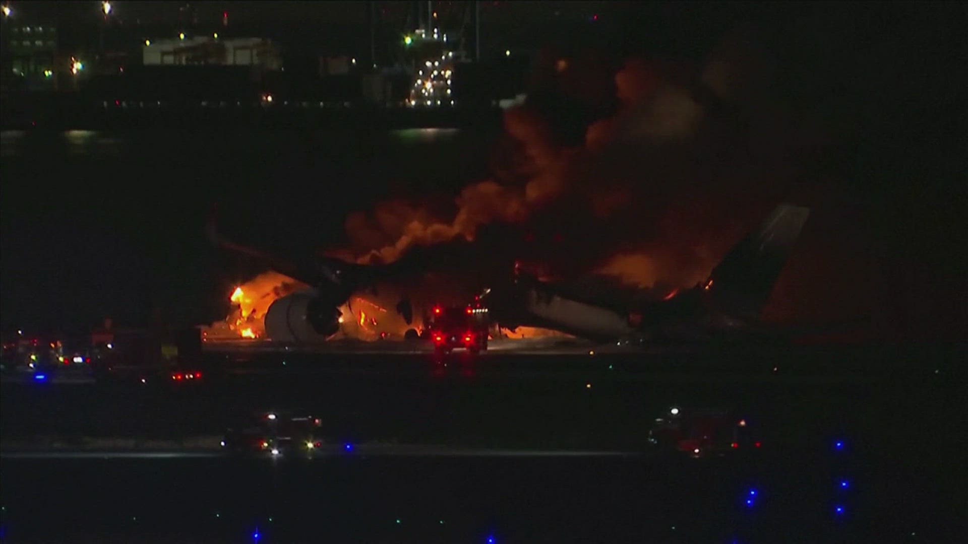 Plane Catches Fire On Runway At Japans Haneda Airport After Collision