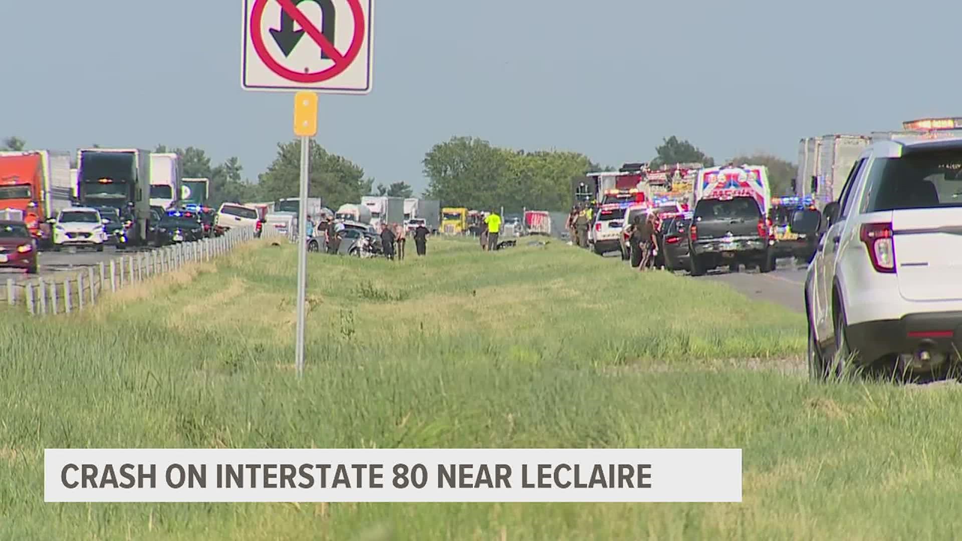 The collision happened just before 5 p.m. on the eastbound lanes of Interstate 80 between Bettendorf and LeClaire.