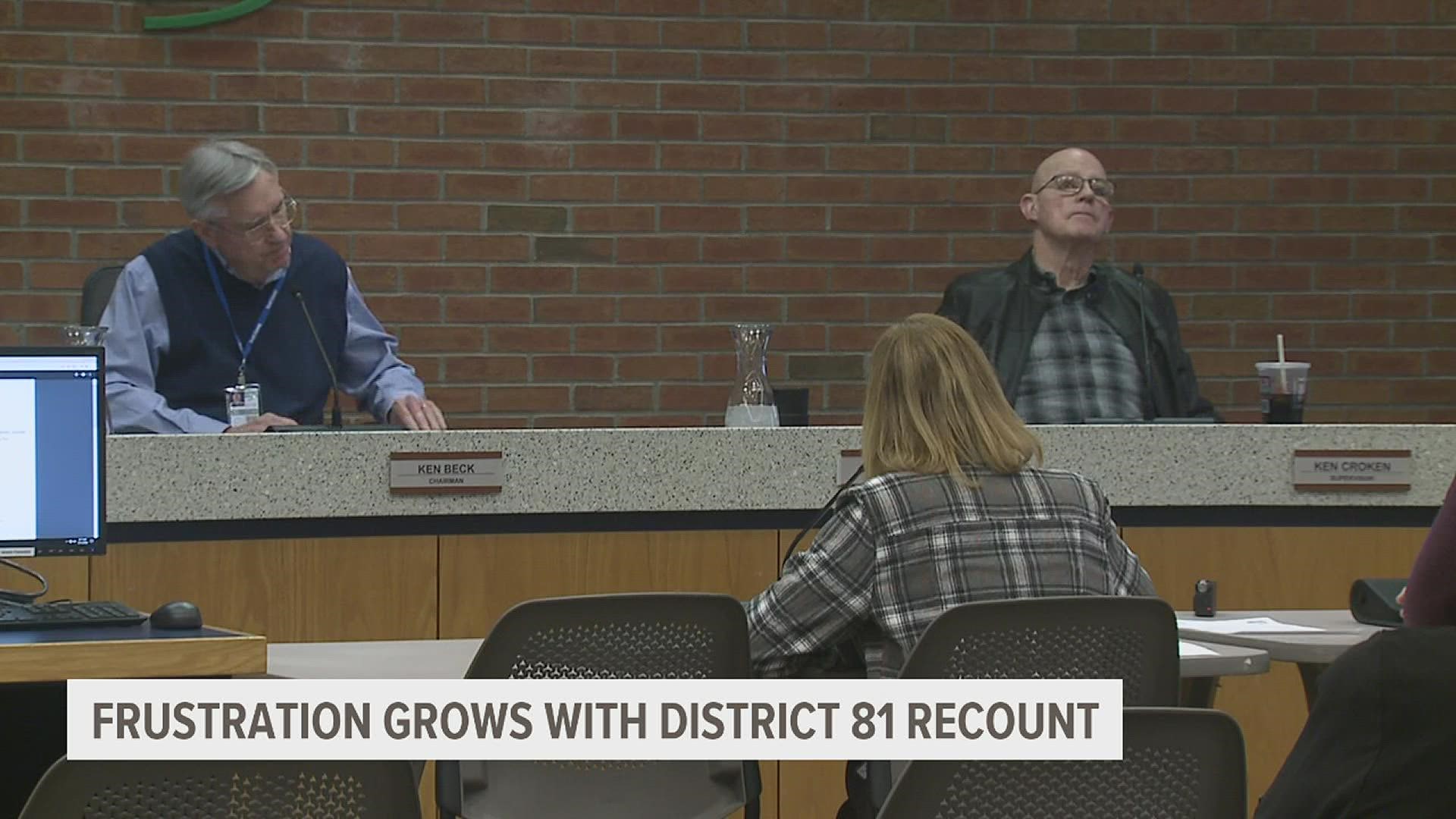 Board members from Scott County have become frustrated over House District 81 recounts.