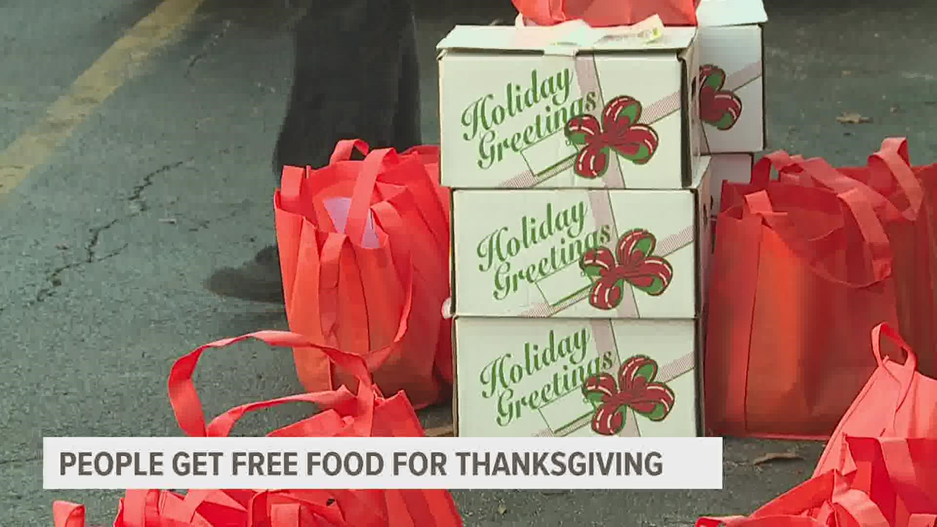 Thanksgiving is just under a week away and in East Moline, Moline, and Rock Island, food was being given away for families in need.