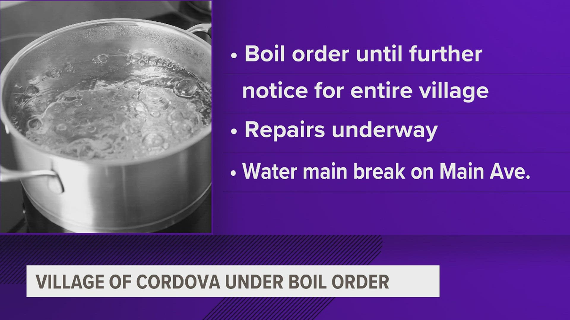 Cordova under boil order following water main break