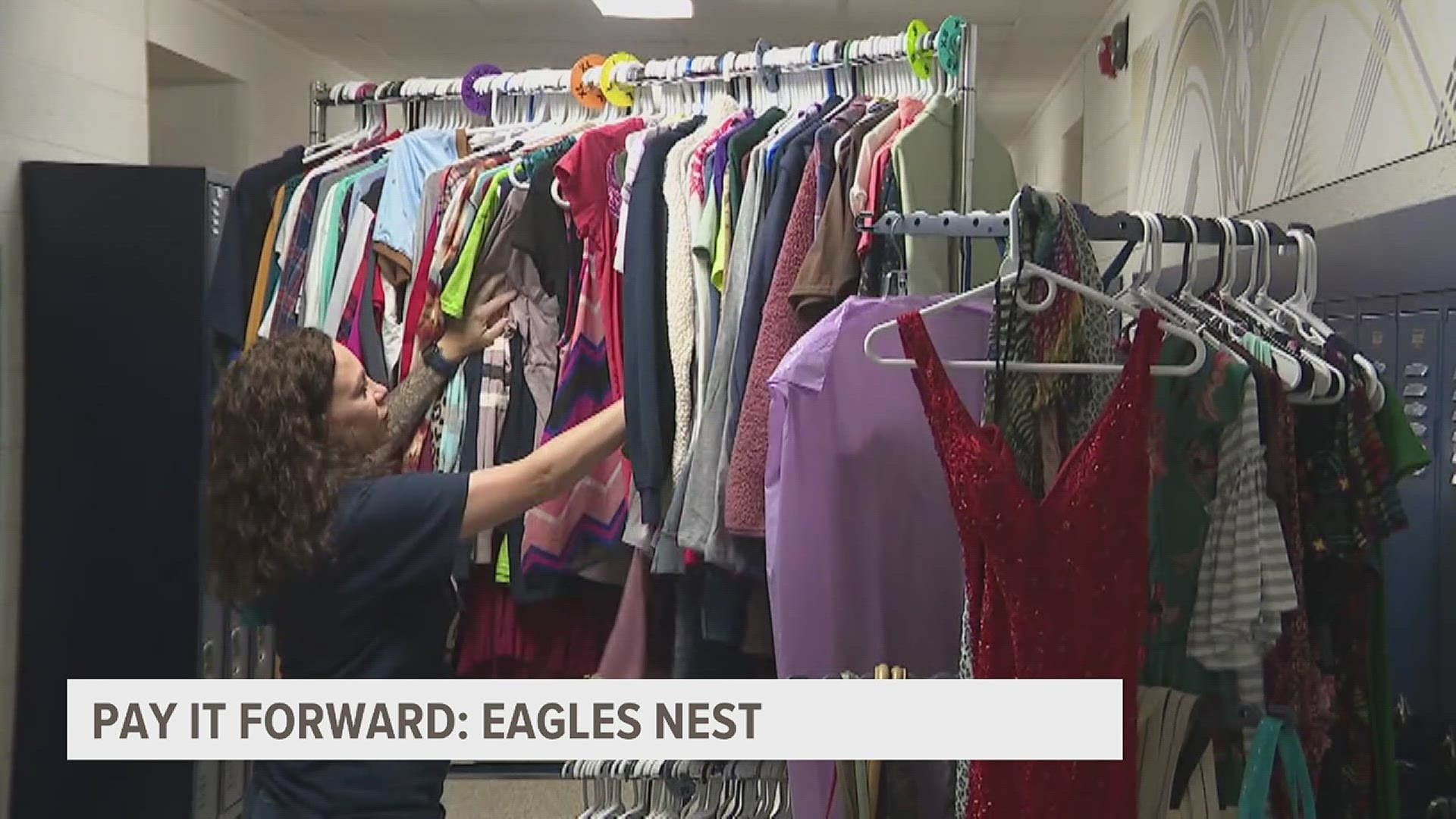 Angie Owen is a special educator at the Mercer County High School, and also started the 'Eagles Nest'. This donation closet has materials for kids to use.