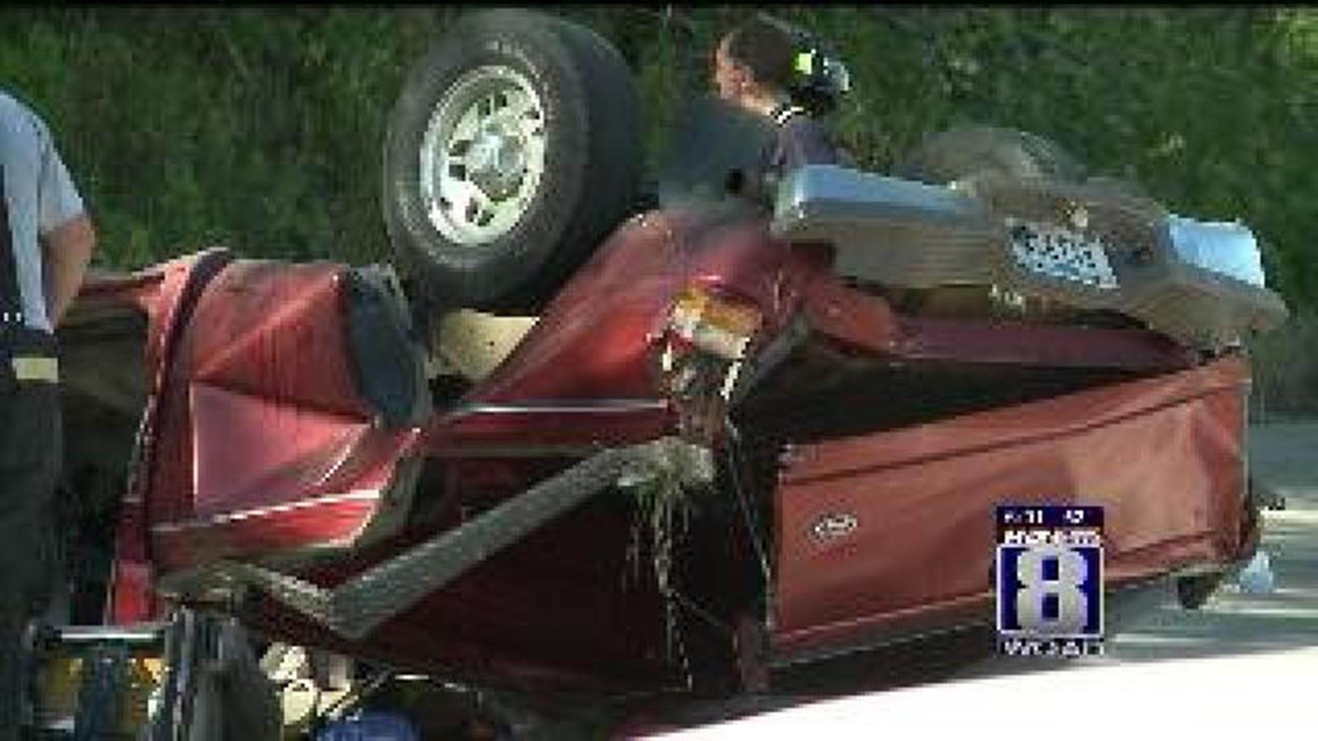 Pickup overturns in LeClaire crash