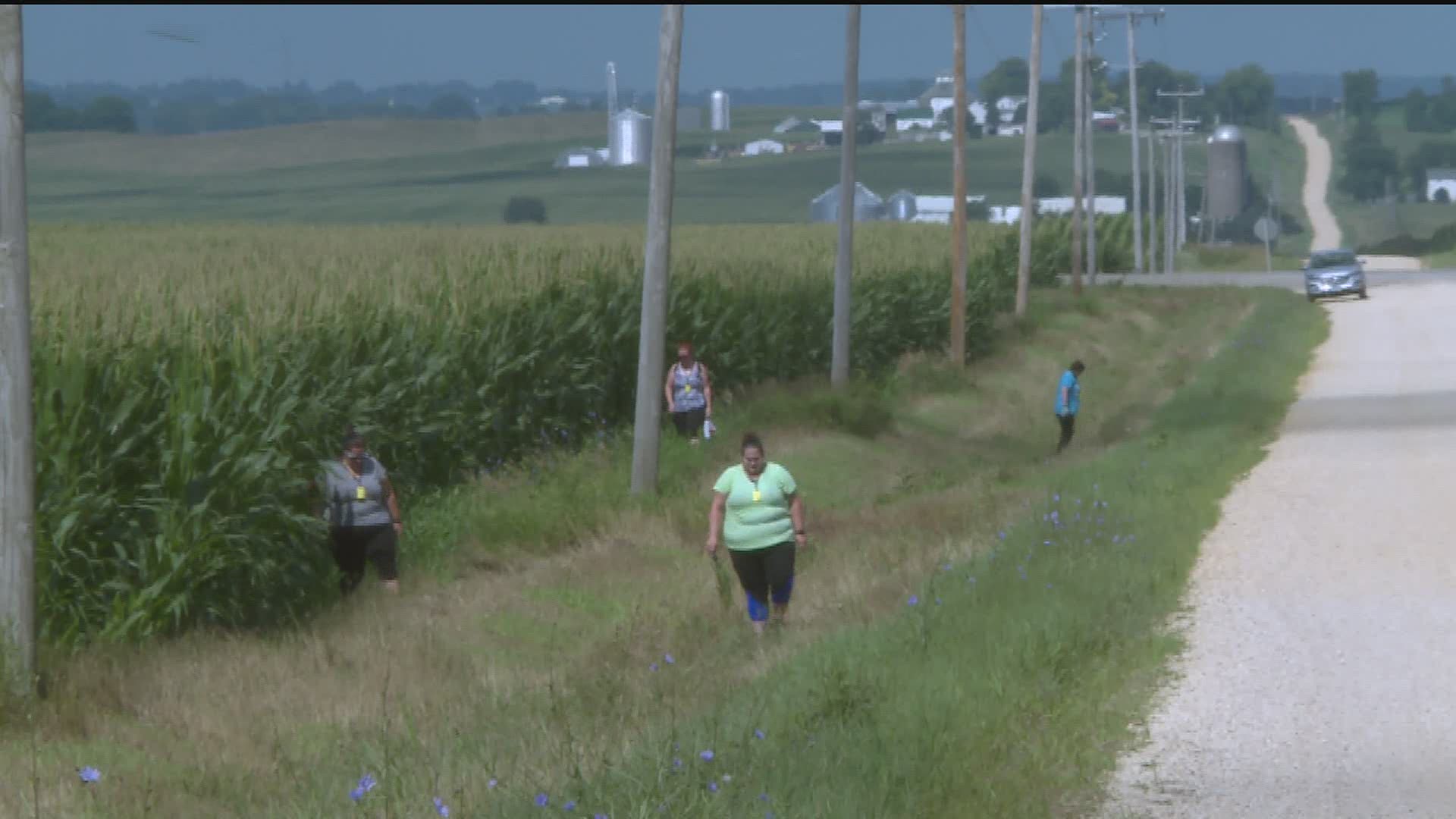 A volunteer group searched the side of the highway between 380th and 400th ave. outside of Low Moor, Iowa.