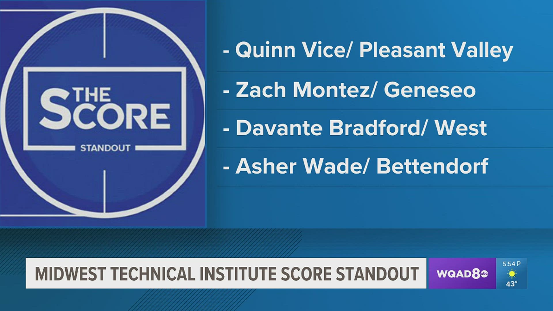 Vote for the Midwest Technical Institute Score Standout nominees. Poll is open until Wednesday at Noon.