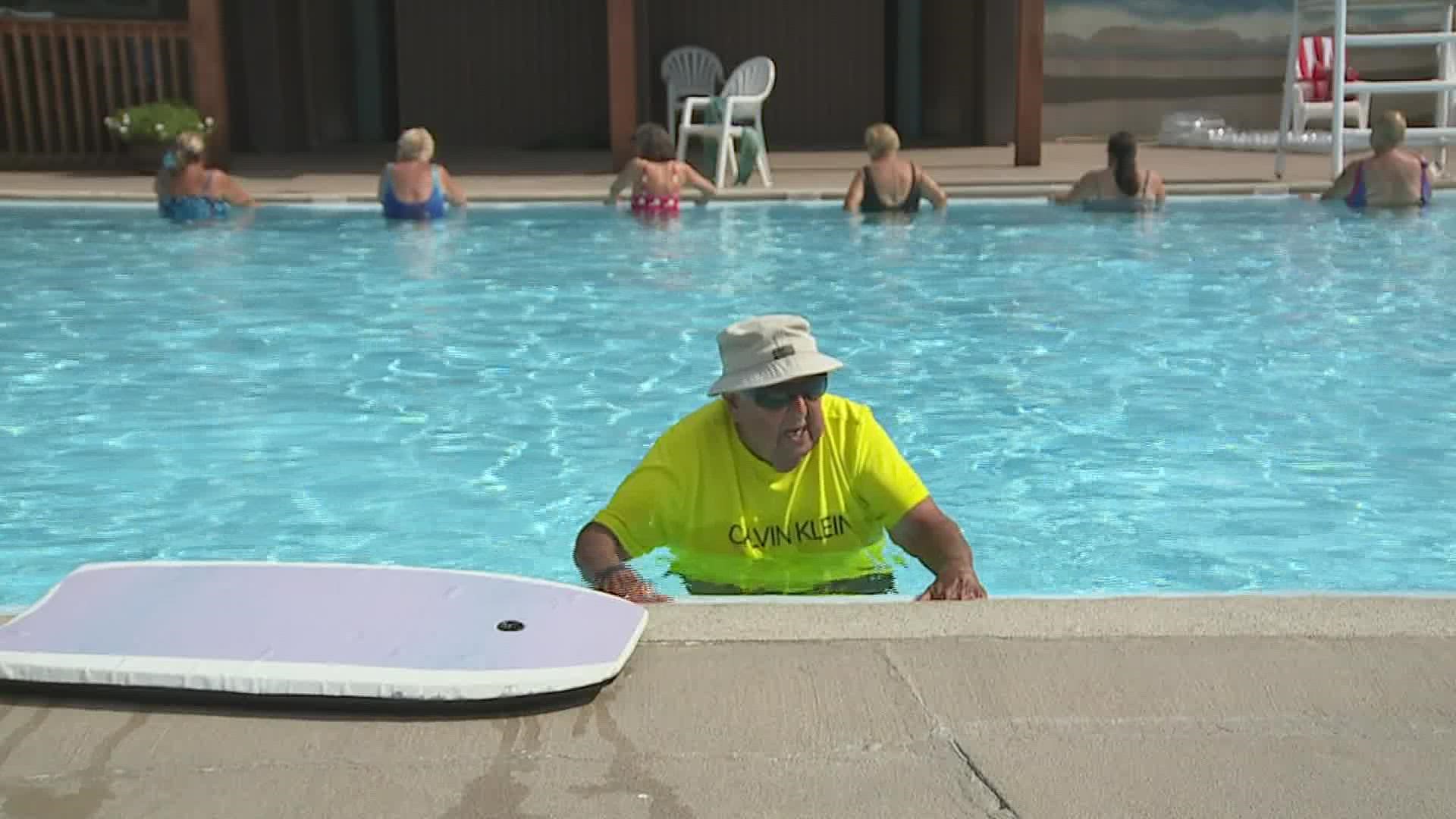 Vern Jacobs teaches water aerobics at Lake Thunderbird.
