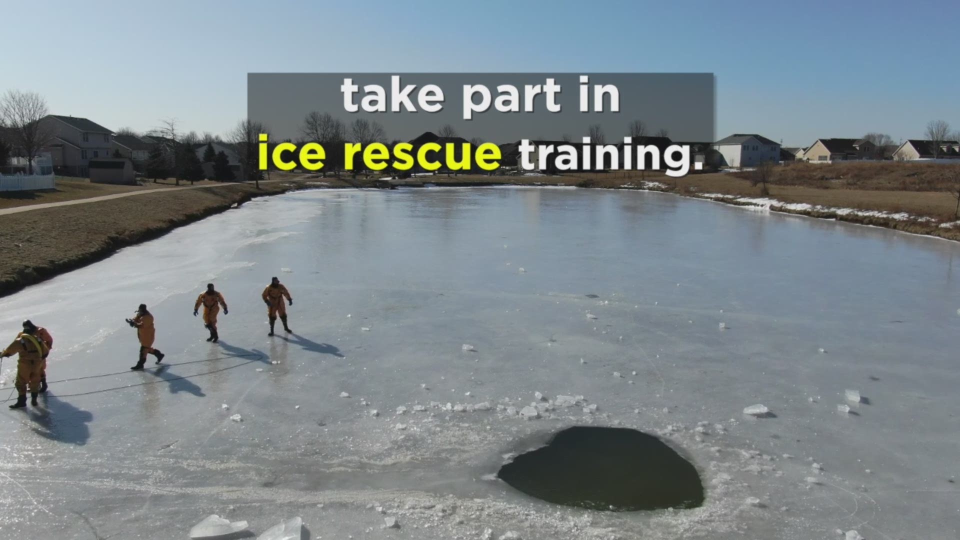 Each year firefighters practice different ice rescue techniques.