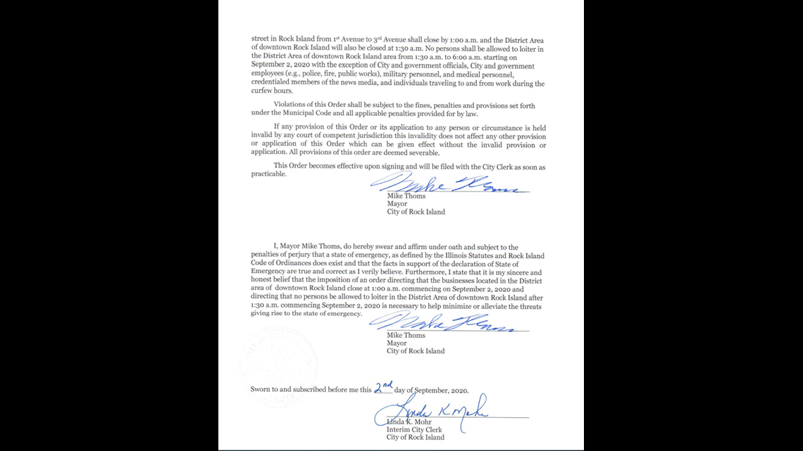 Credit: City of Rock Island Executive Order/WQAD
