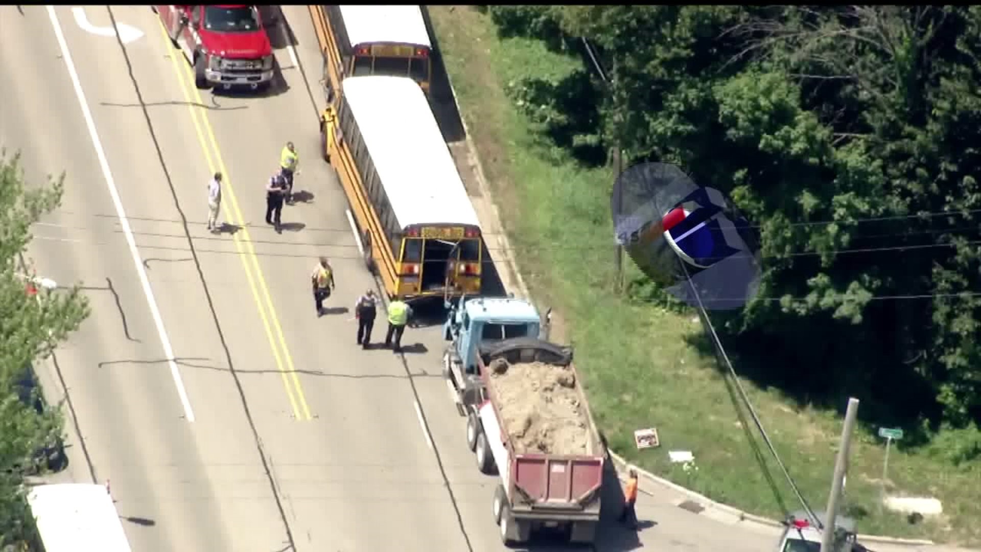 School bus and dump truck crash