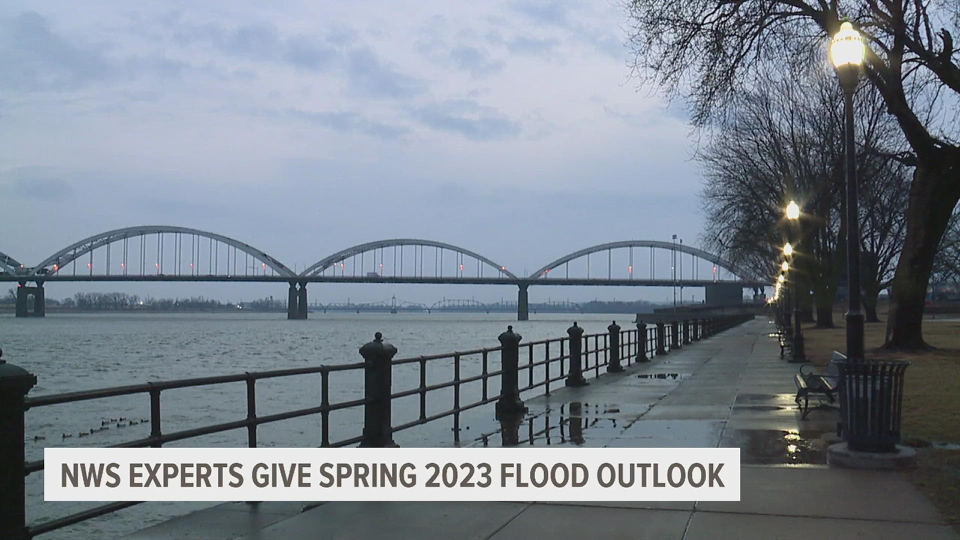 According to a hydrologist at NWS Quad Cities, the Mississippi River could see a higher-than-normal risk of moderate flooding depending on several factors.