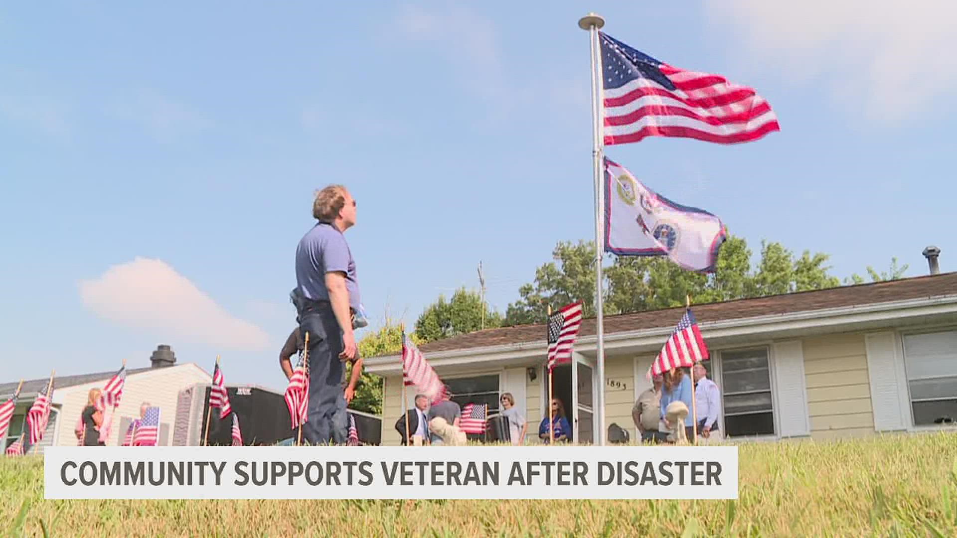 Last winter, the inside of the veteran's home was destroyed after his furnace broke and water pipes busted, leaving several feet of water inside.
