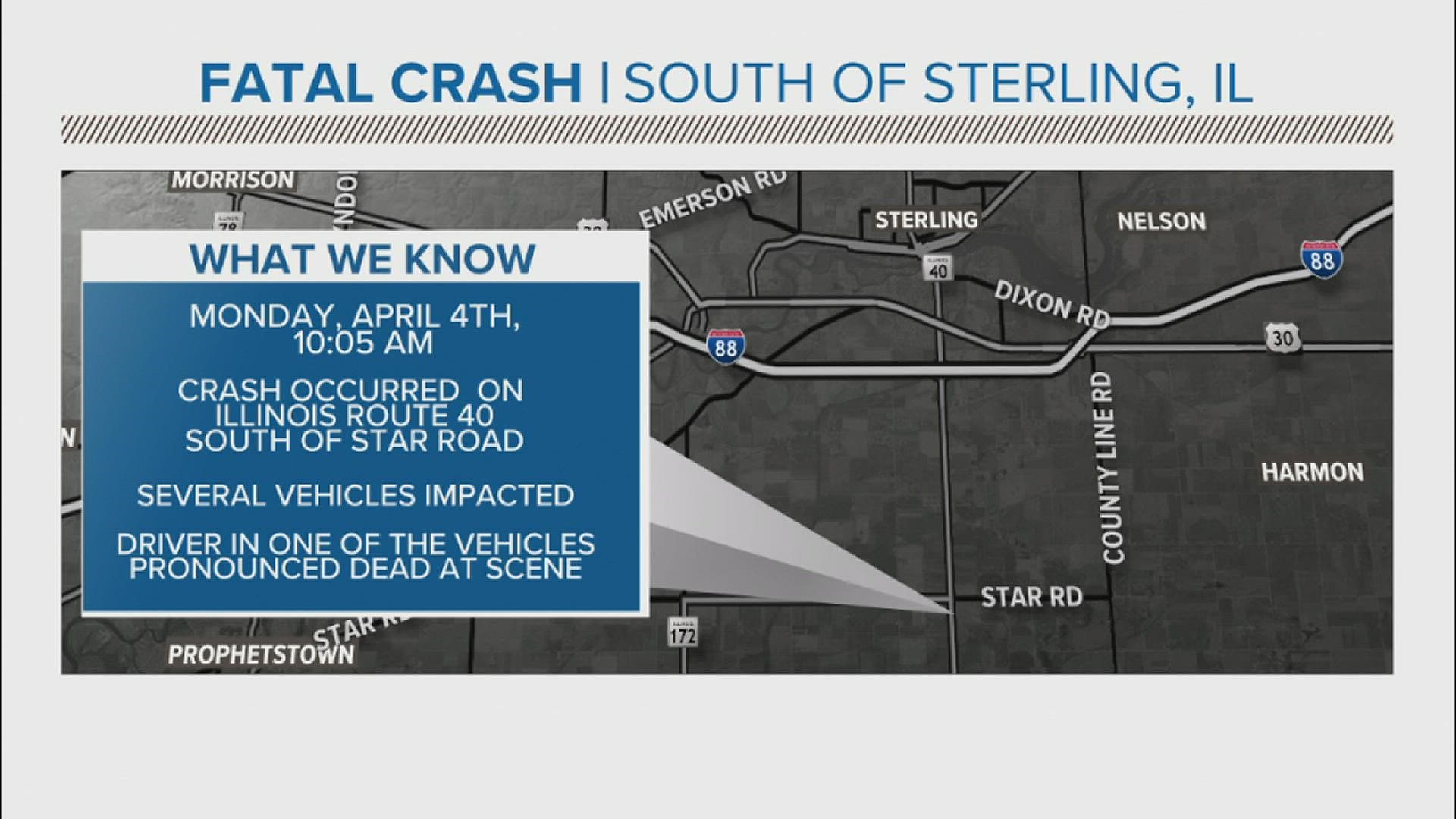 The traffic incident happened at about 10:15 a.m. Monday on Illinois Route 40. Cheryl Wolf, 75, of Walnut died due to her injuries.