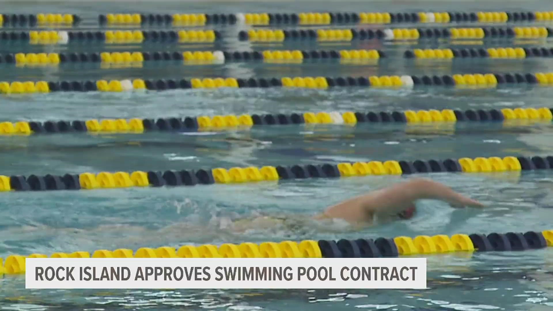 The $20,000 contract keeps Rock Island swim teams using the pool at Augustana College as the district's own pool remains in dire conditions.