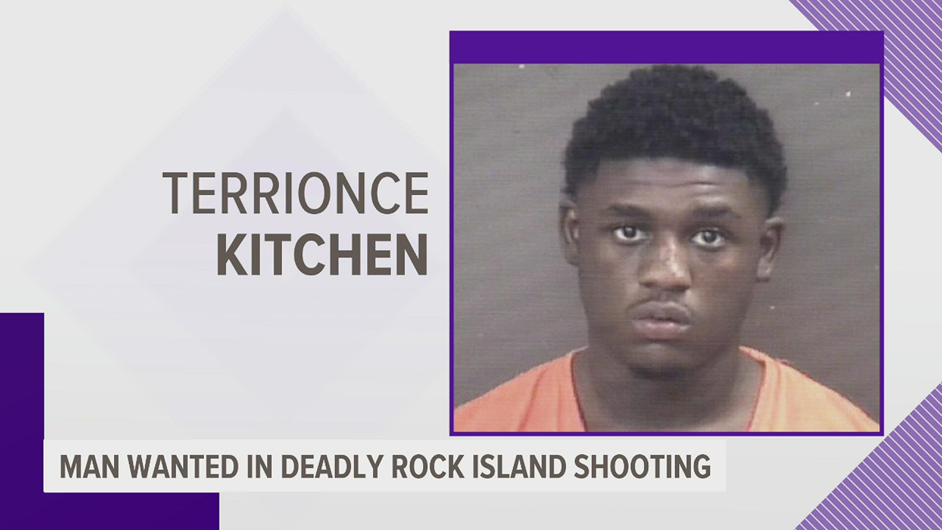 Police are searching for Terrionce C. Kitchen, who is now wanted for the shooting death of a 19-year-old man in Rock Island on May 22.