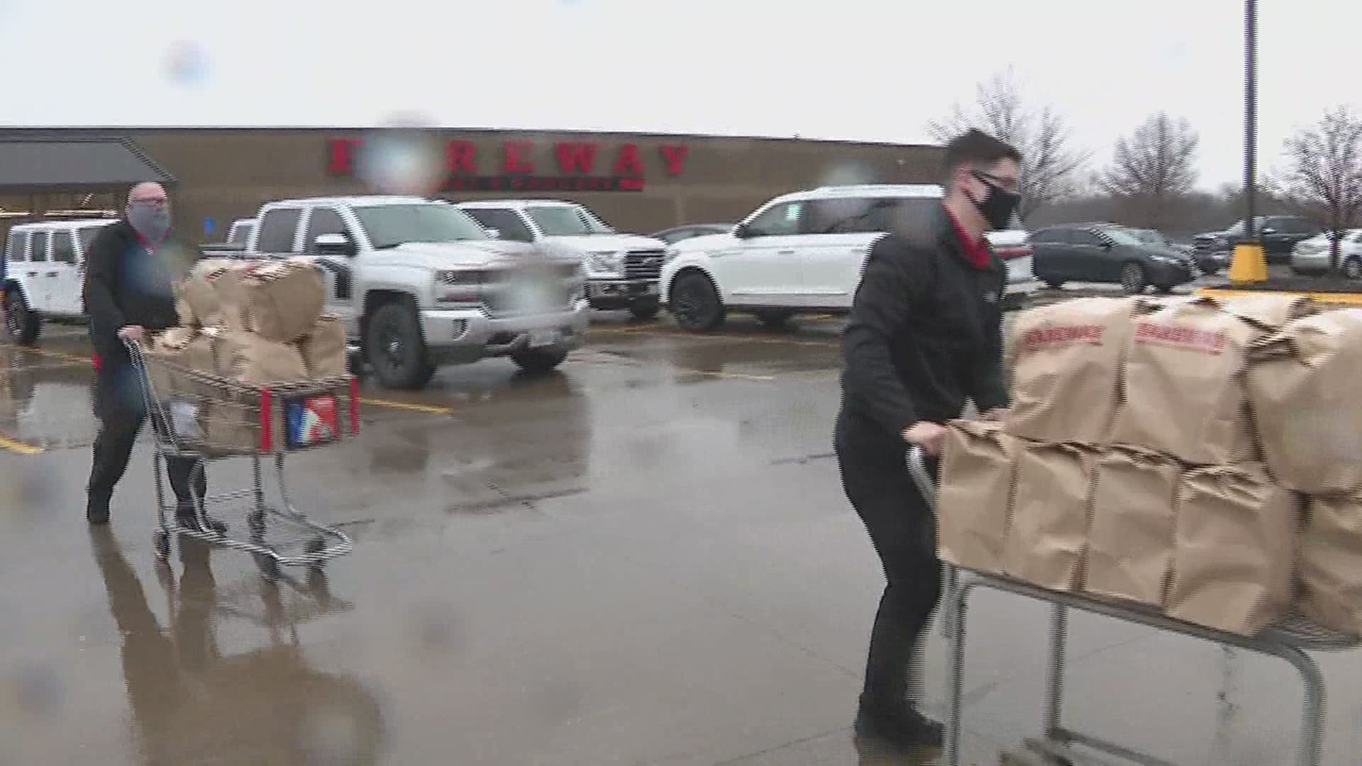 The toy and food drive organized by Muscatine businesses collected approximately $10,000 worth of food for the Muscatine County Salvation Army.