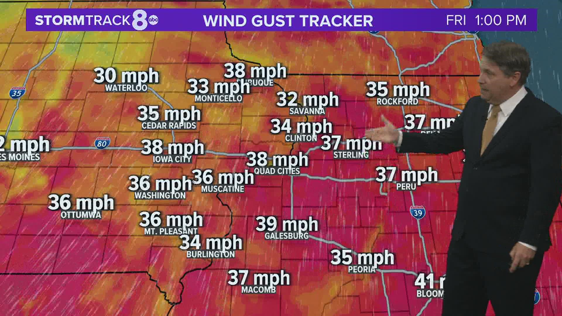 Warmer winds on track Friday... Gusts over 35 mph in spots.