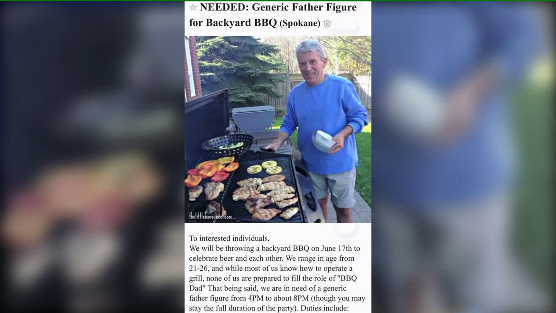 Hungry people post ad for BBQ-savvy dad