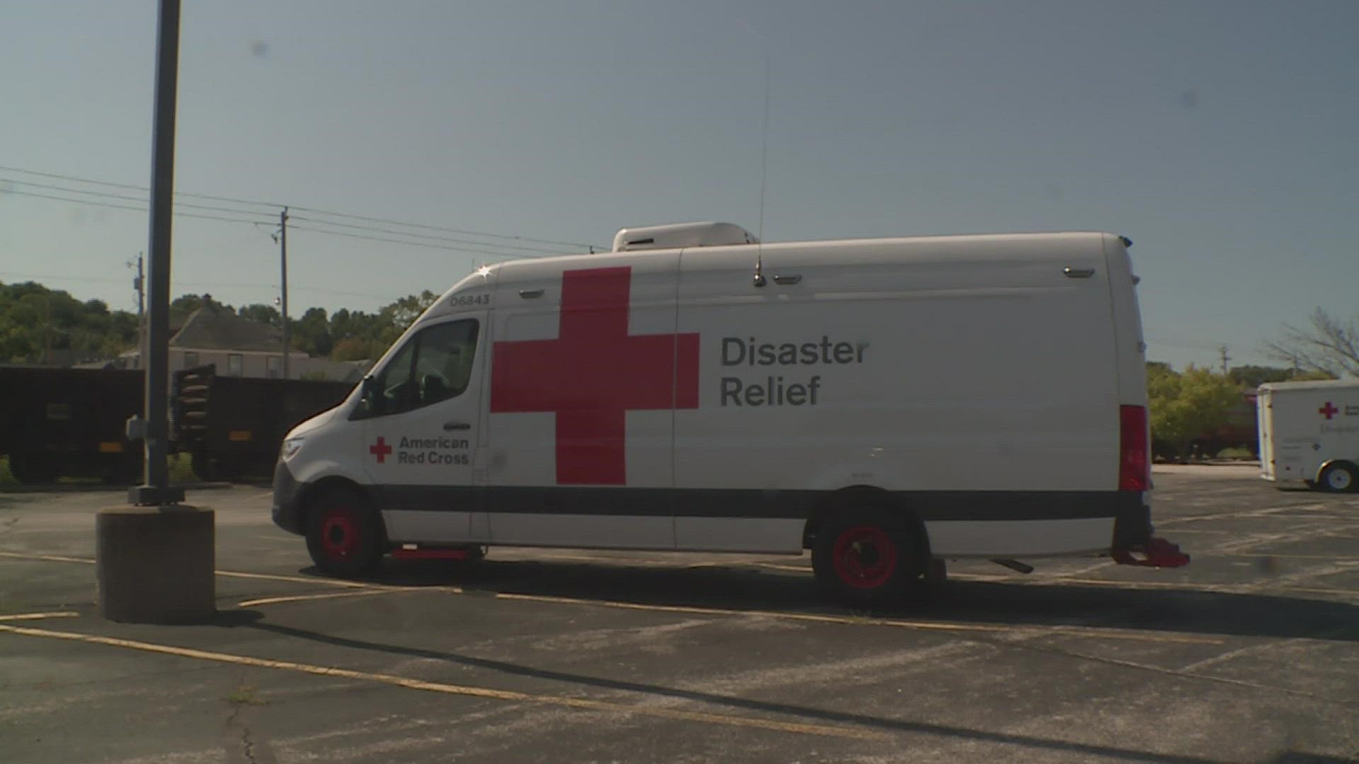 Anita Zeken is driving down in a Red Cross emergency response vehicle