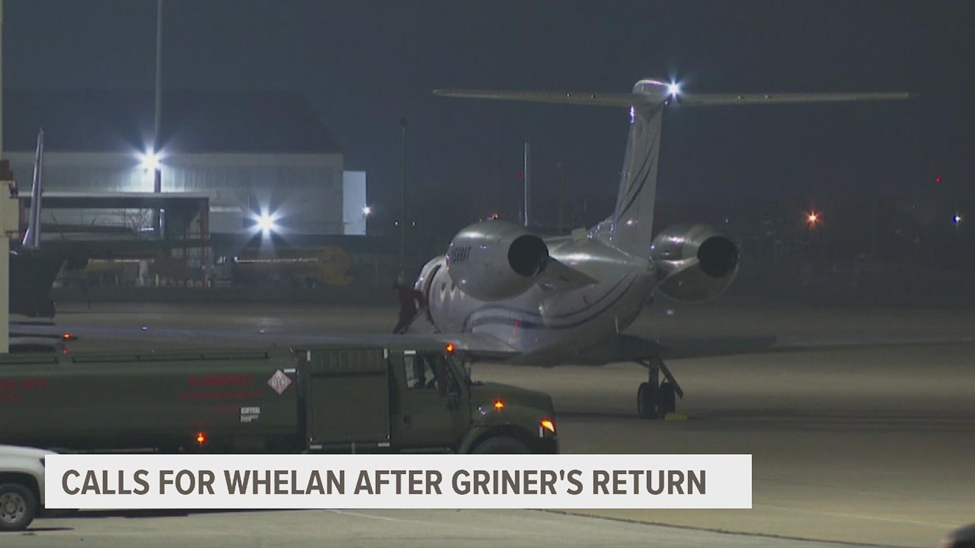 Griner, a two-time Olympic gold medalist was seen getting off a plane that landed Friday at Joint Base San Antonio-Lackland in Texas.