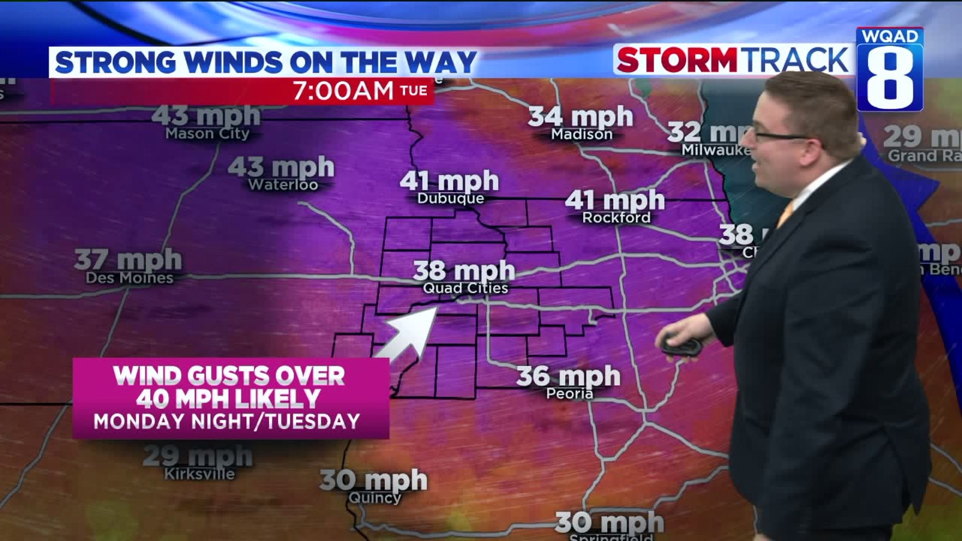 Tracking storms and strong winds for Monday
