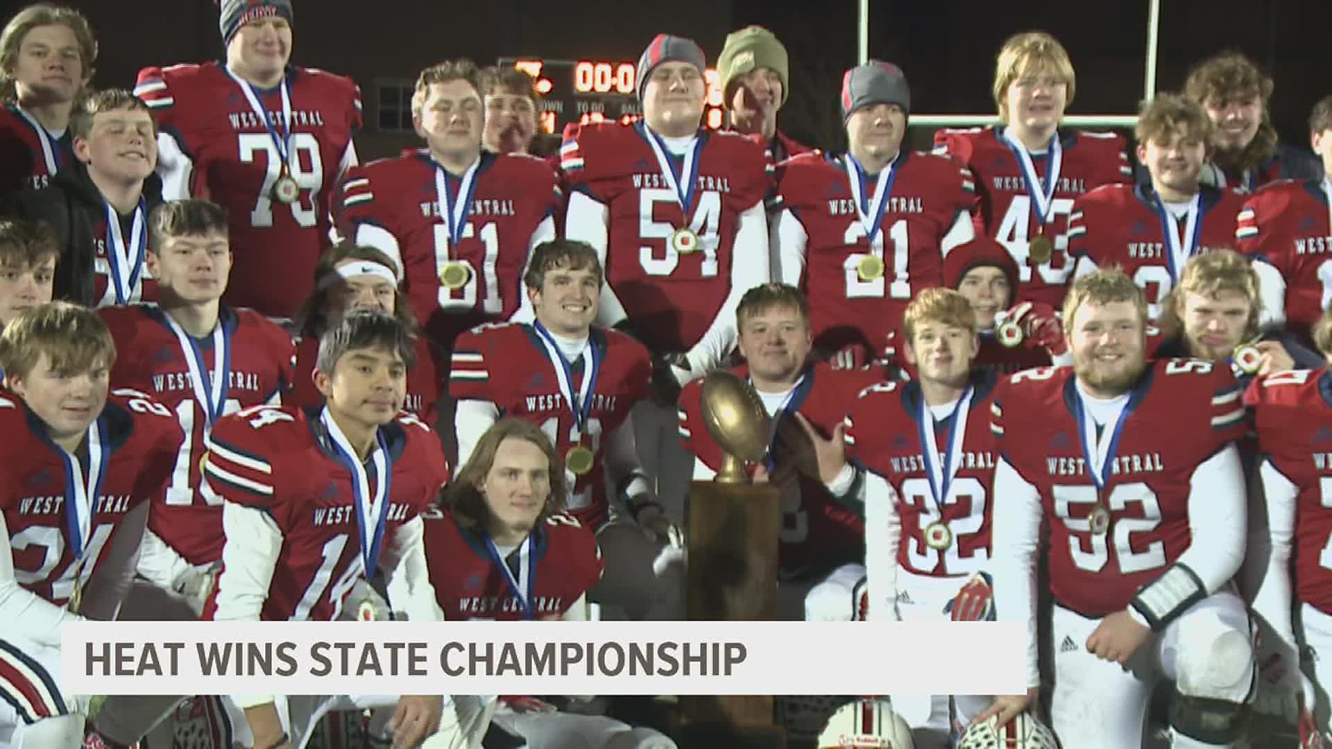 West Central wins their first State Championship in Football, beating Amboy 44-36. The Heat finish a perfect 13-0.
