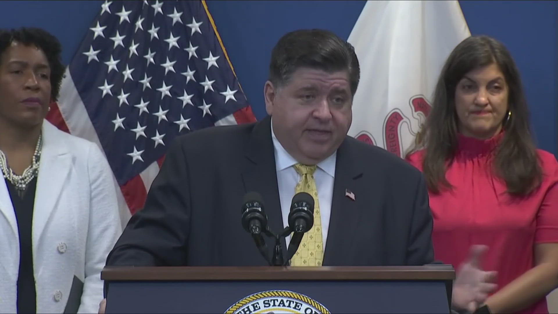 During a bill signing event in Chicago, JB Pritzker told reporters he is calling for the Sangamon County sheriff to resign after the death of Sonya Massey.