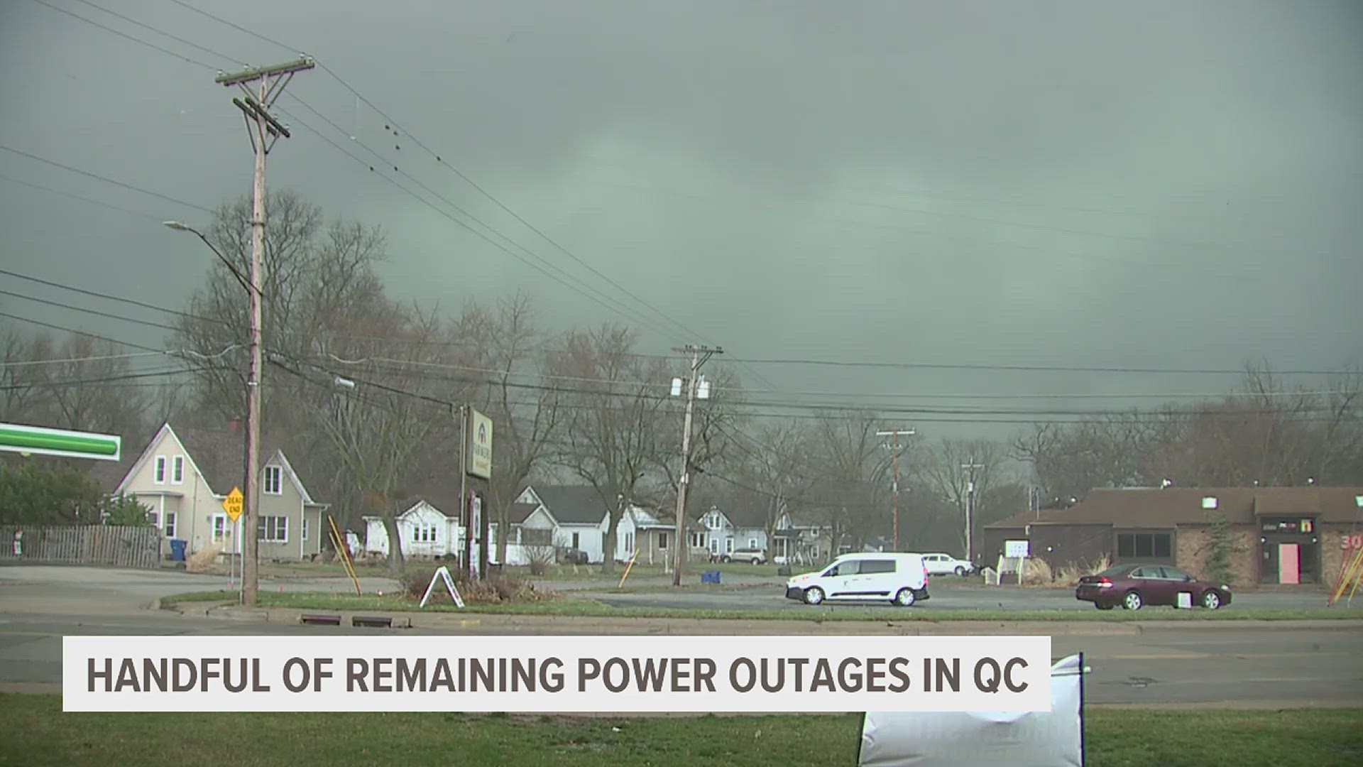 At last check, fewer than 100 Quad Cities homes are without power, and most of those need pole replacements in areas with challenging access.