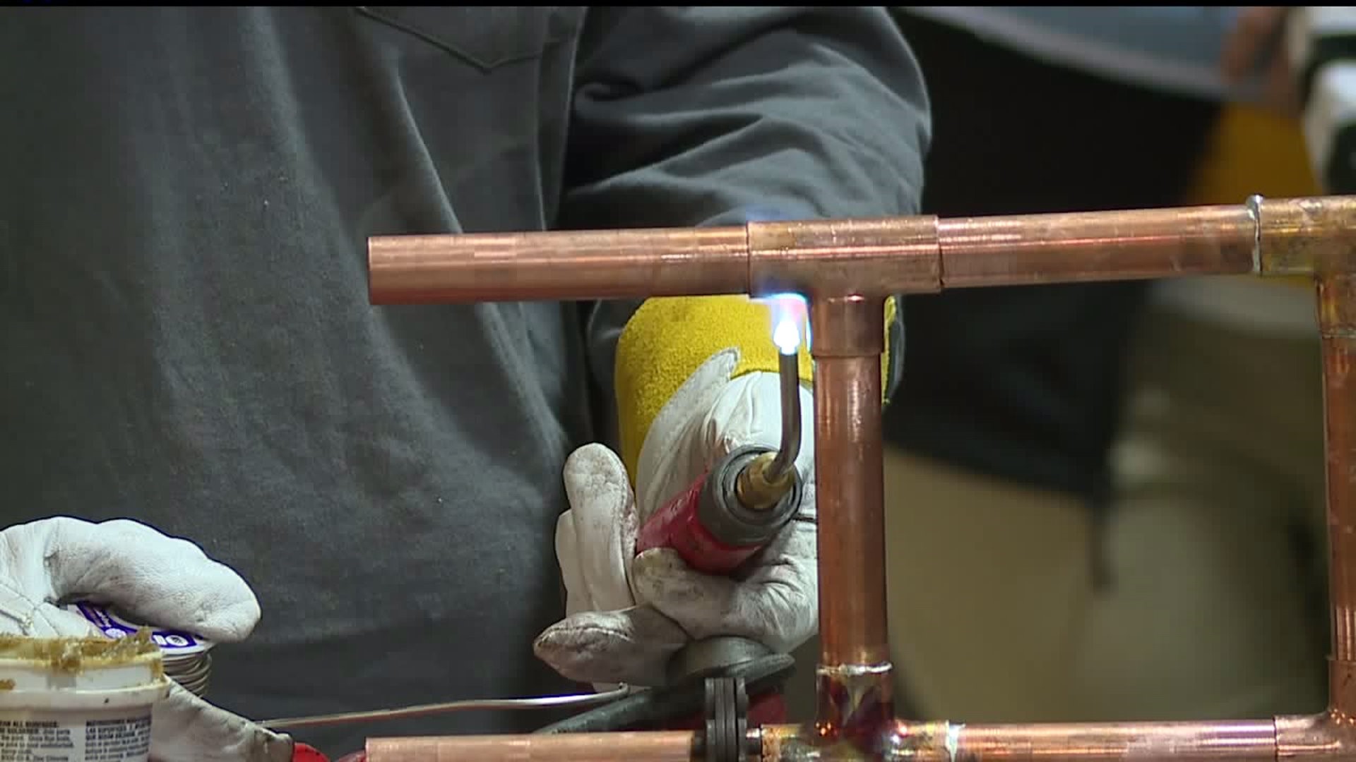 High school students get hands on experience learning about skilled trades
