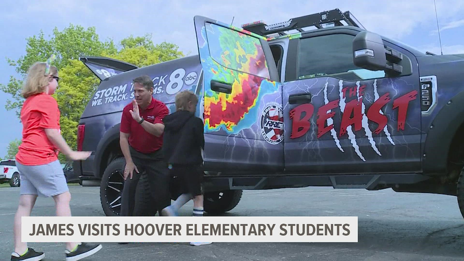 A group of third-graders at Bettendorf's Hoover Elementary got a tour of The Beast and weather education from our own James Zahara.