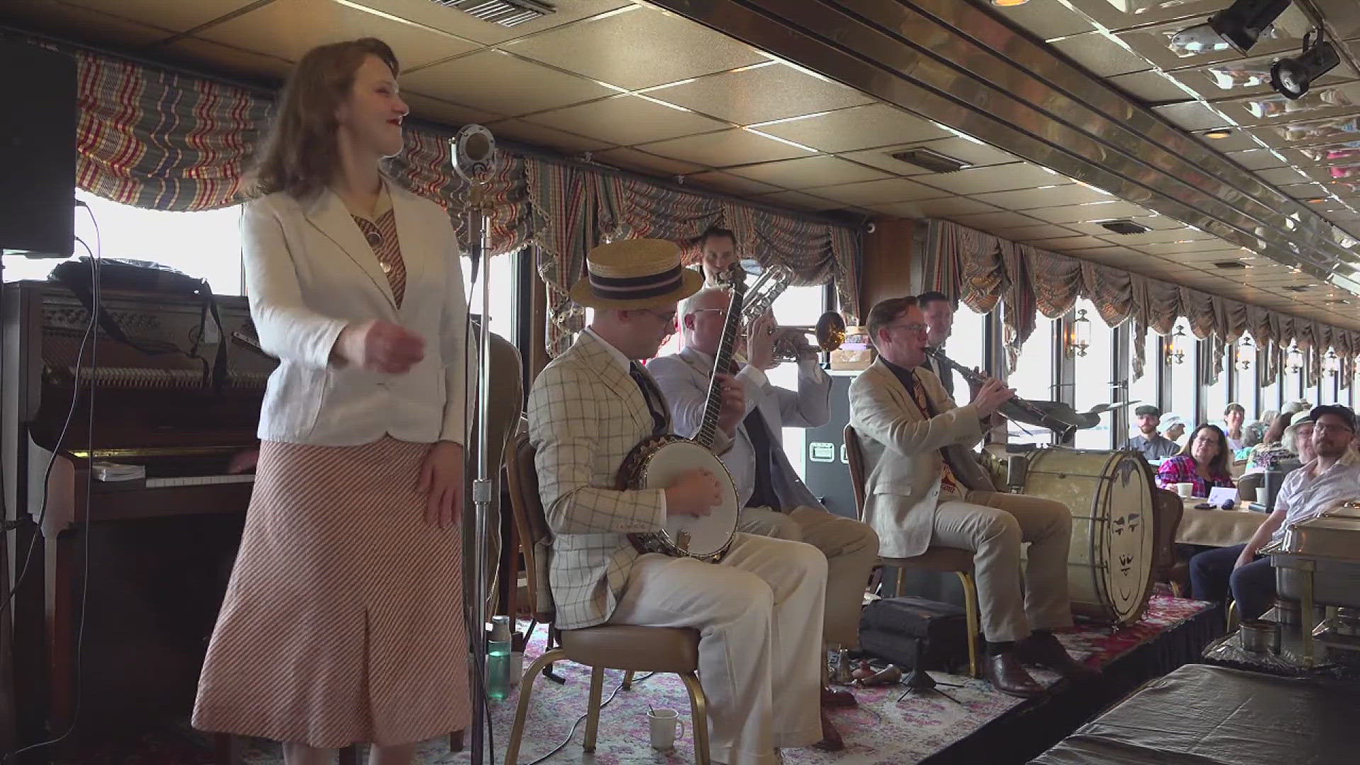 250+ boarded the Celebration Belle for a jazz-filled river cruise, part of Davenport’s Bix fest honoring music legend Bix Beiderbecke.