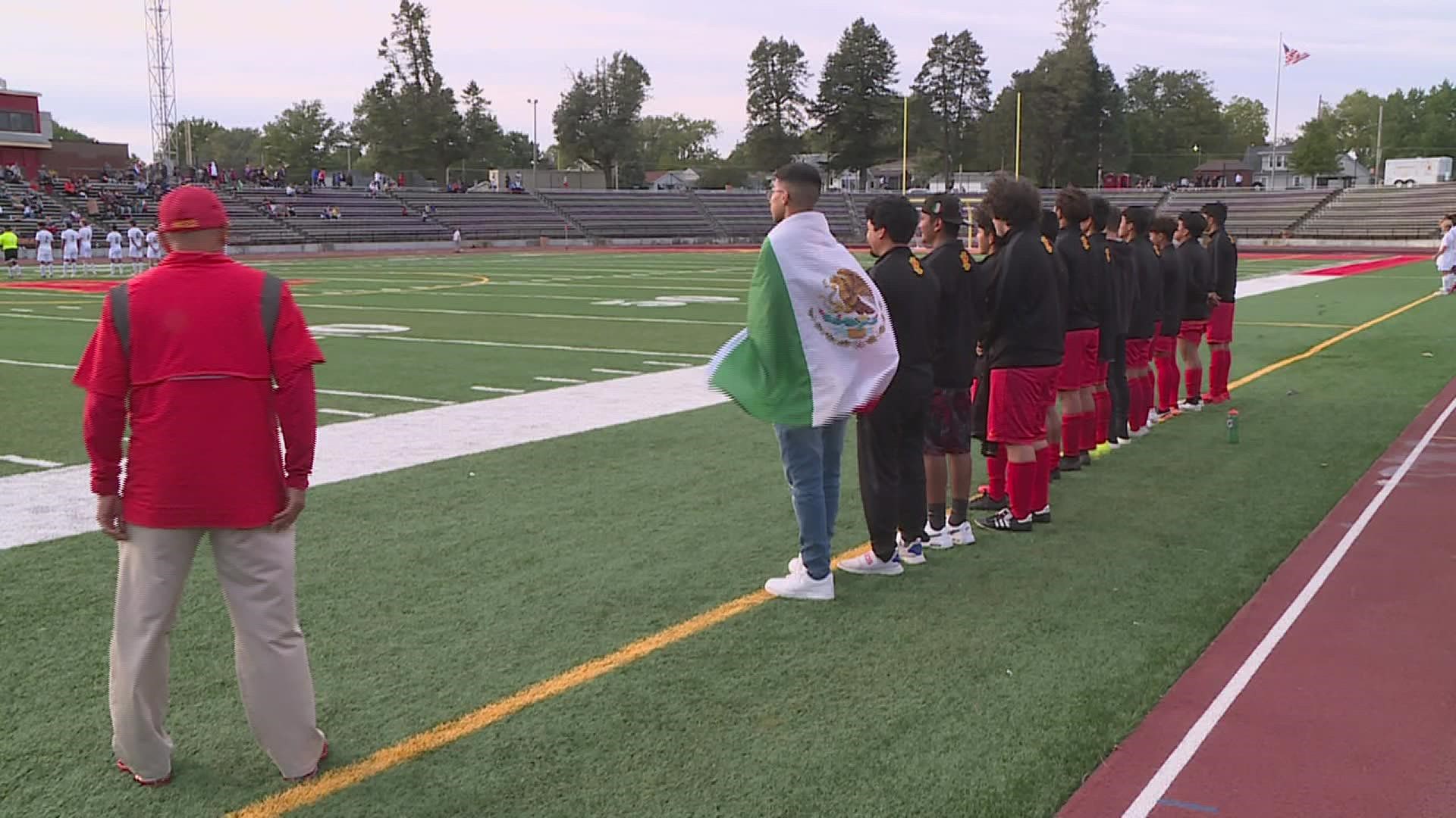 Varsity soccer player Gabriel Albarran was wearing a Mexican flag to celebrate Mexican Independence Day when getting on a bus to a game Thursday, Sept. 16.