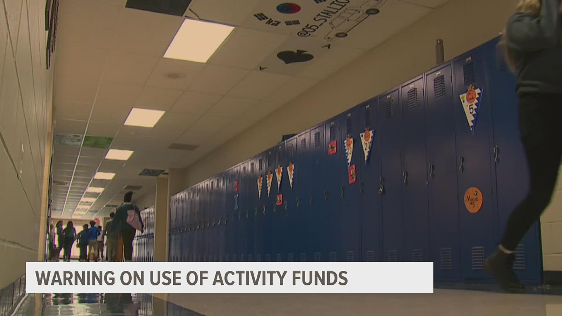 The warning follows an investigation of 15 districts found that nearly $270,000 collected by student-related activities was misused in the last ten years.
