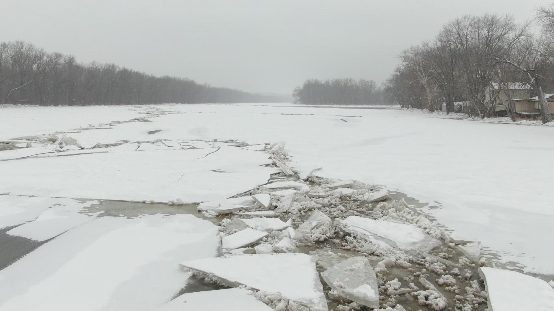 The National Weather Service issued a Flood Warning due to the ice jam on Jan. 5.