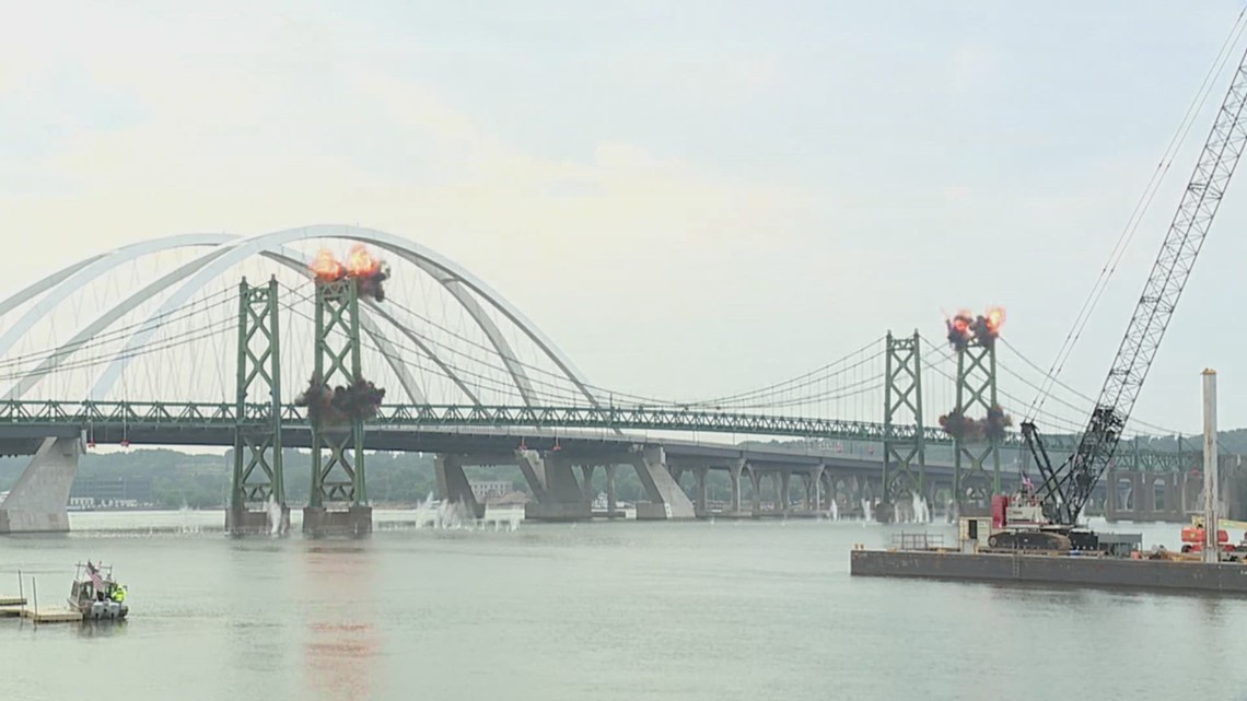 Crews will use controlled explosives to start demo on I-74 bridge