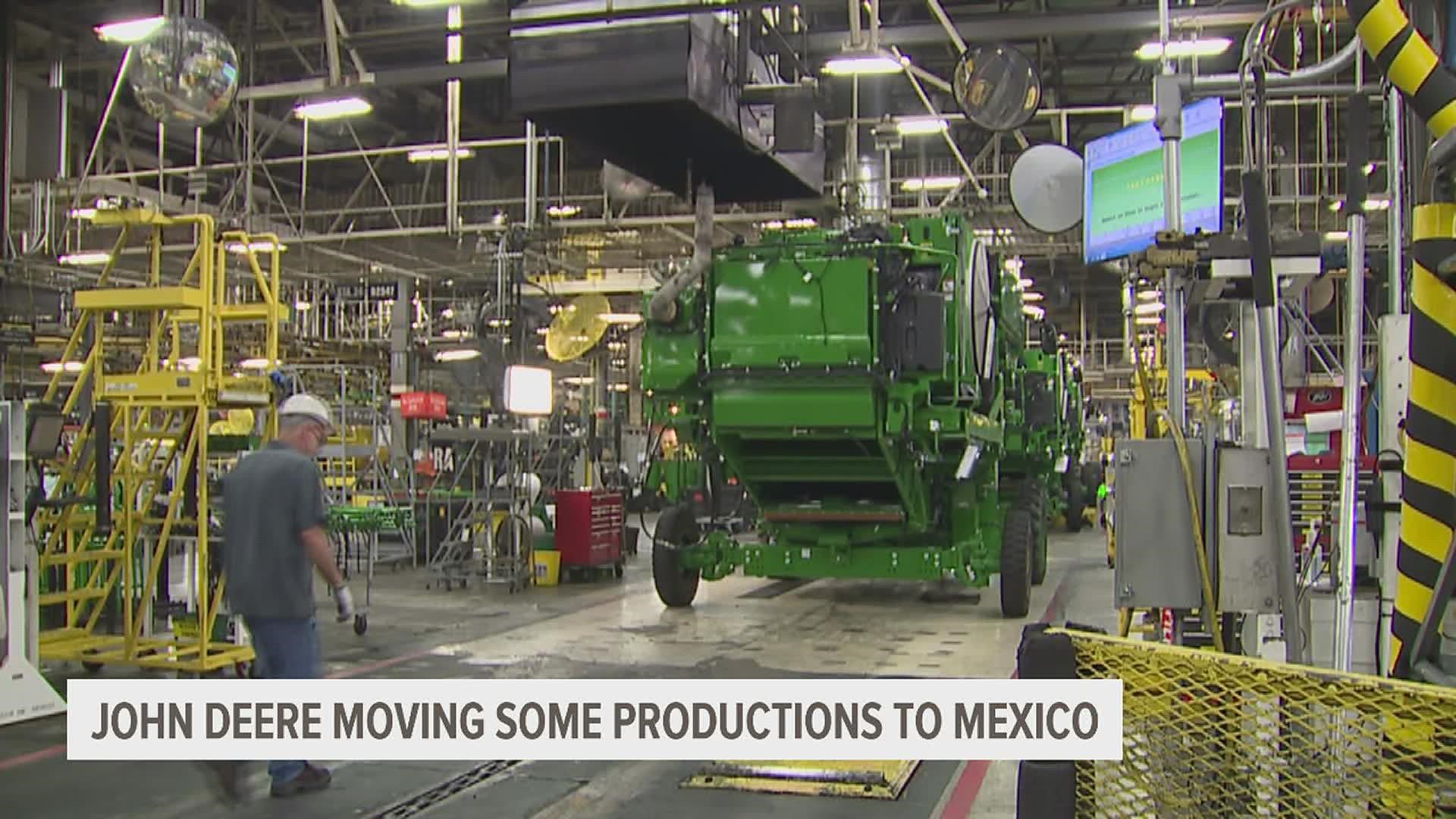 John Deere & Company says all production of cabs for current and future products will be moving to Mexico. The change is expected to be complete by 2024.