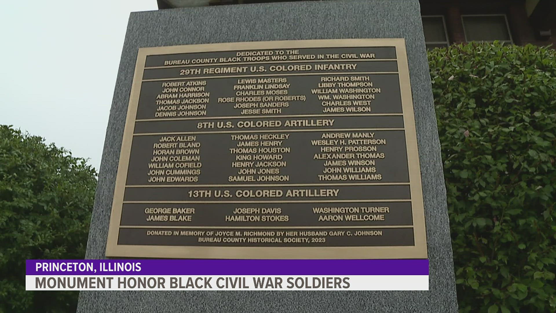 The monument honors the Black soldiers who served but were never included in the Soldiers and Sailors Monument in Bureau County.