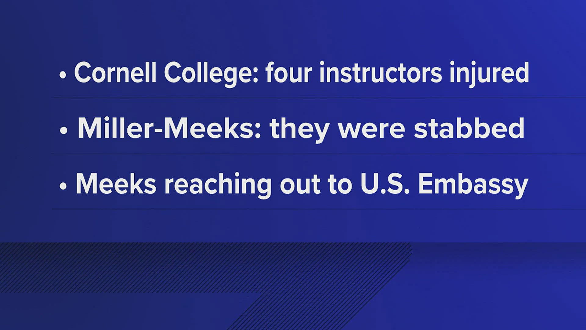 Four Iowa college instructors teaching in China were attacked while visiting a public park, Cornell College confirmed Monday.