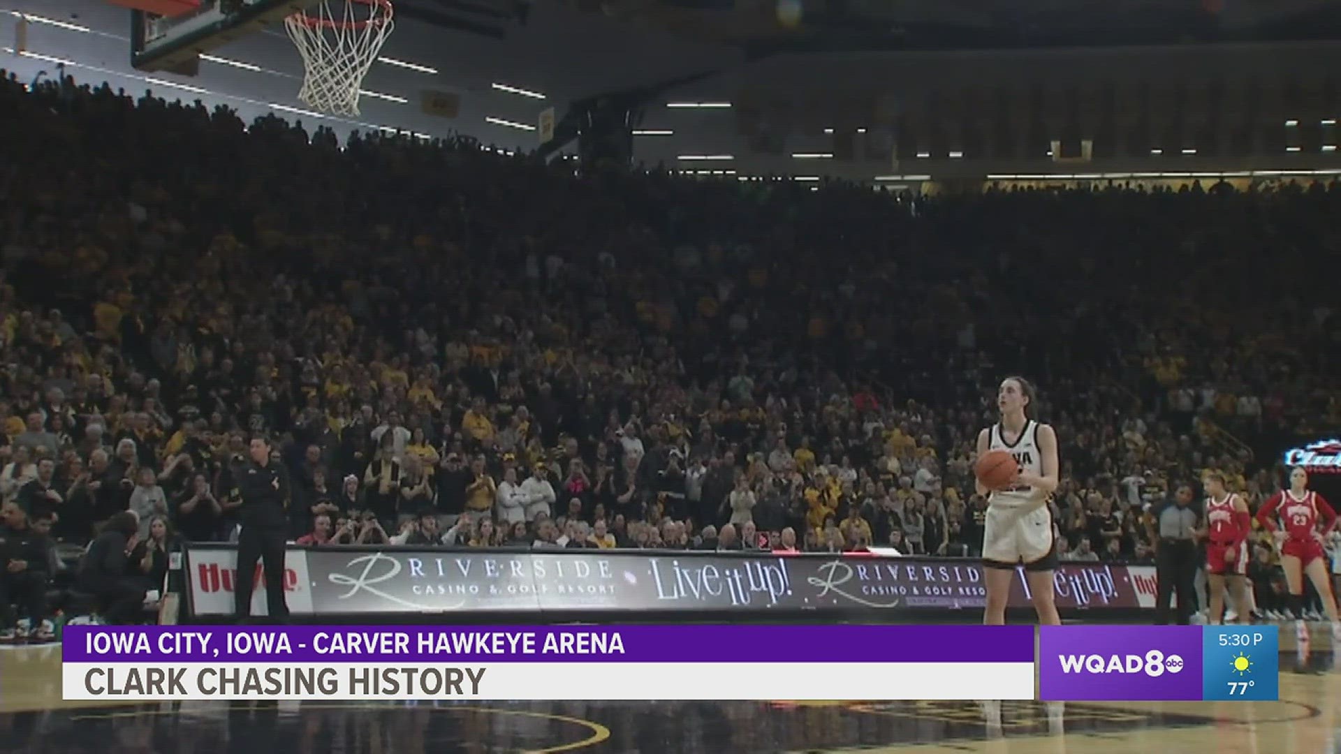 Caitlin Clark sets NCAA Scoring record passing Pete Maravich. More than 15-thousands fans were on hand to watch history be made.