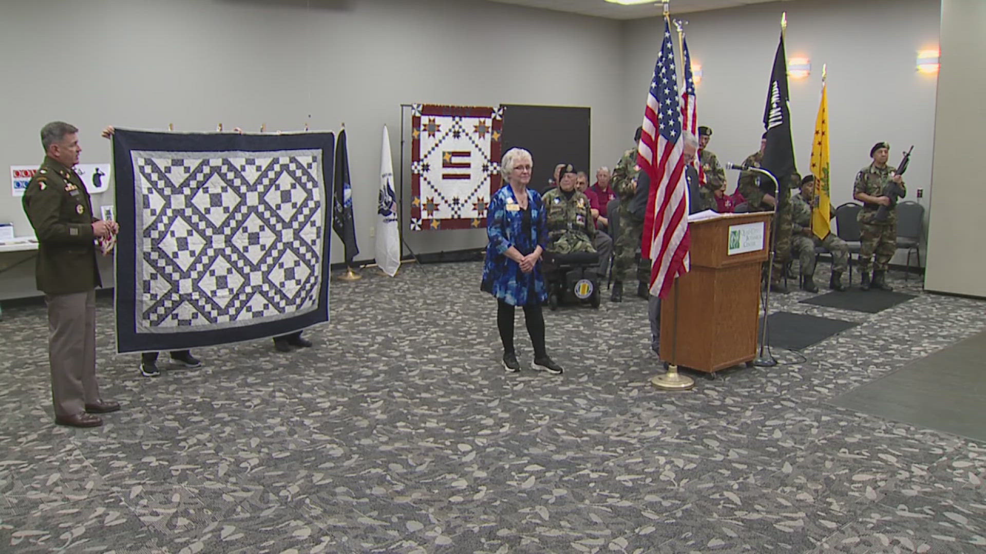 During today's event, WQAD Photojournalist Art Mireles received his own quilt for his service.