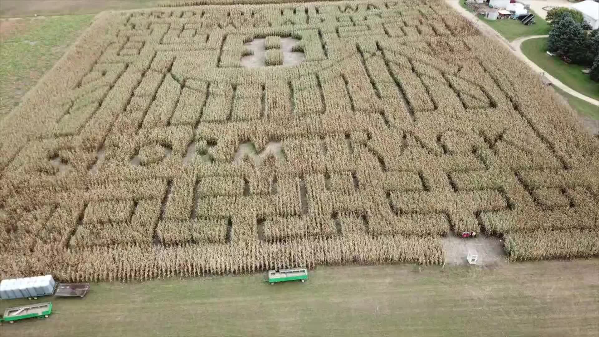 Fly over the Pride of the Wapsi corn maze