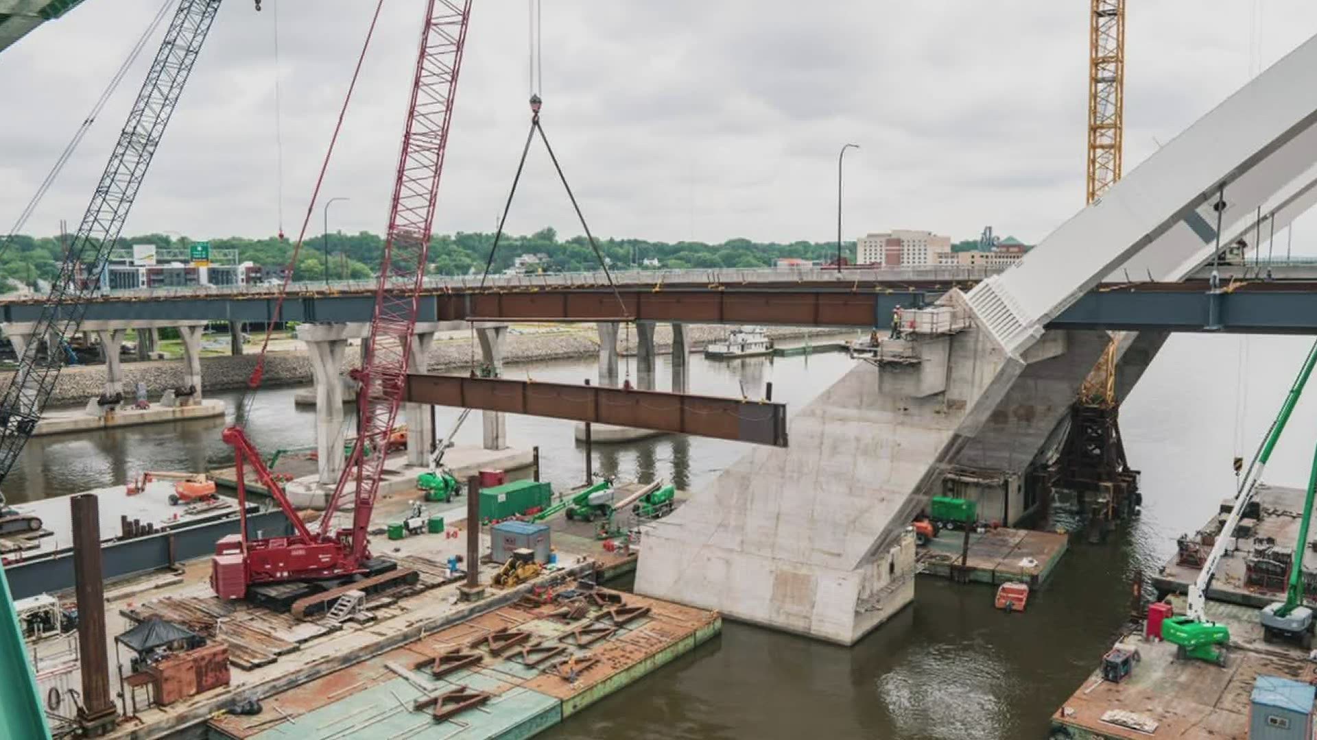 6/10 sections of the bridge deck are complete.