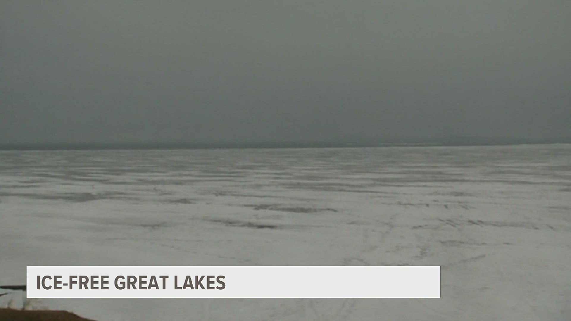 Data from NOAA shows only about 3-5% of the five Great Lakes are covered with ice.