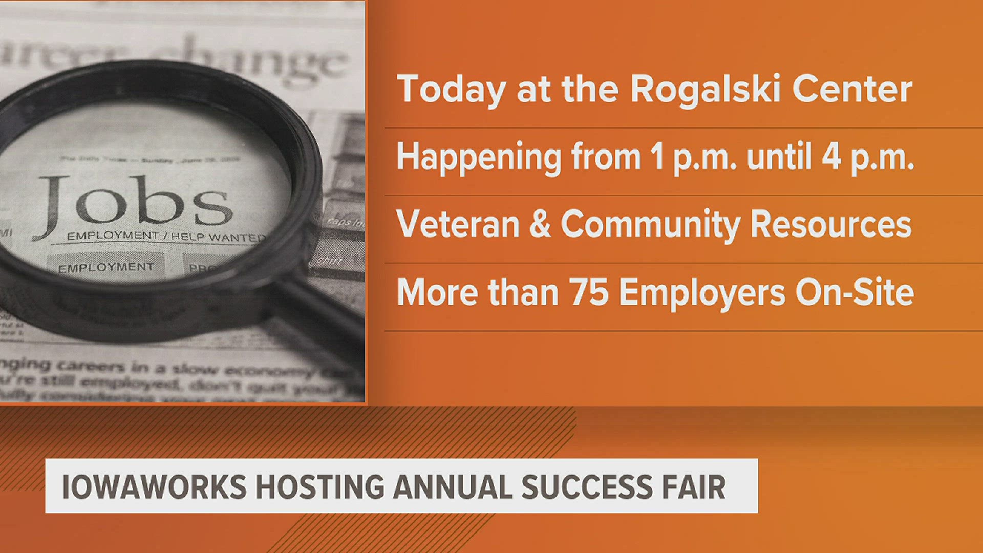 IowaWorks is partnering with St. Ambrose University to host their annual Success Fair. This event is geared towards veterans finding work and educational resources.