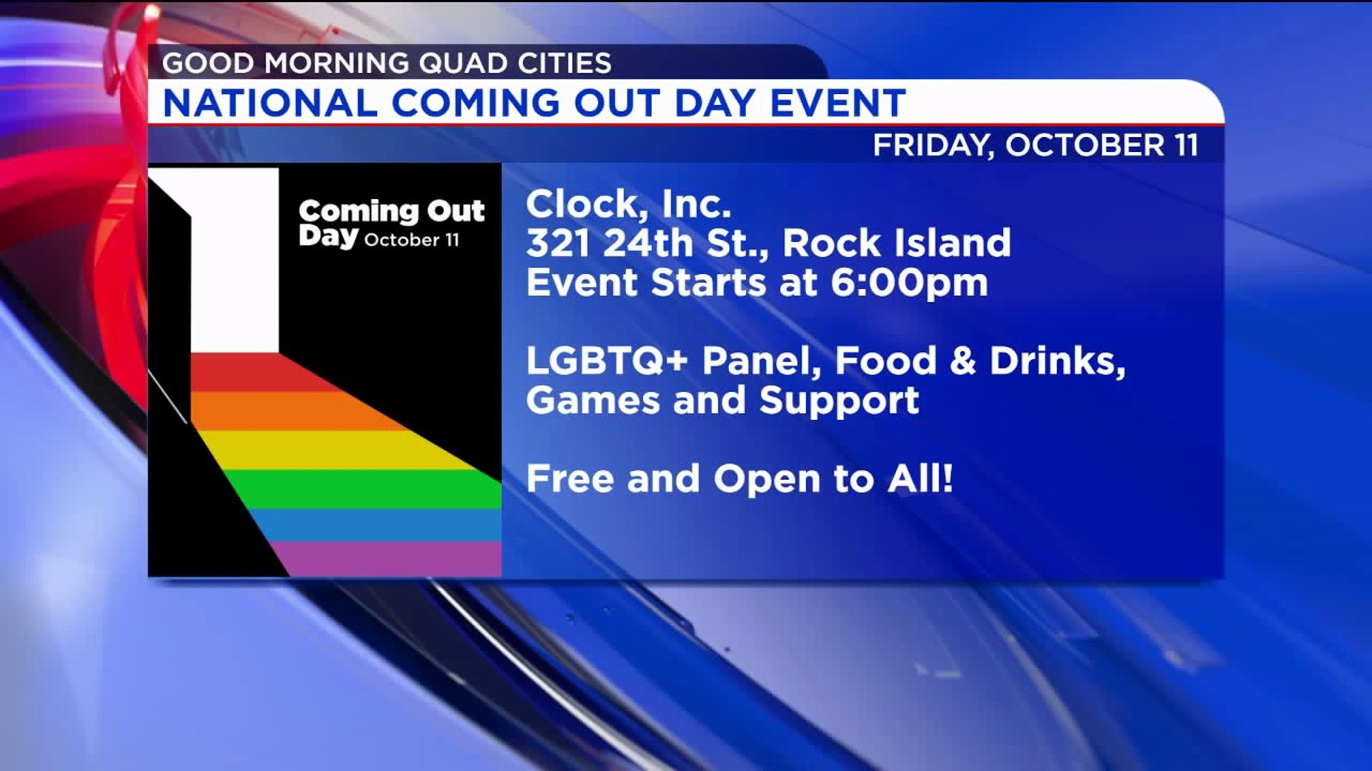 National Coming Out Day is Friday, October 11th